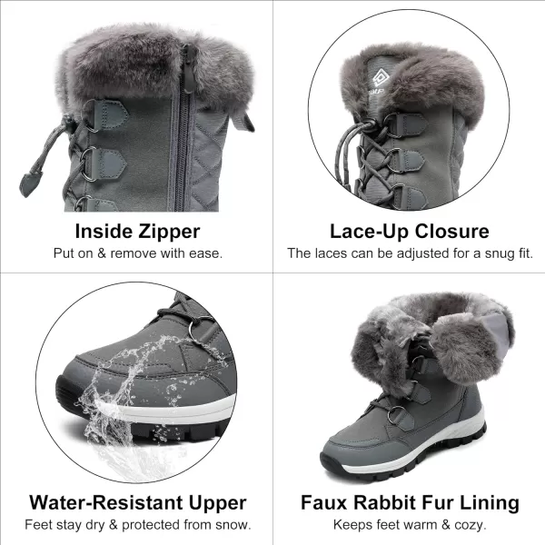 imageDREAM PAIRS Womens Waterproof Winter Snow Boots Warm Comfortable Faux Fur Insulated NonSlip Outdoor LaceUp Mid Calf BootiesDarkGrey