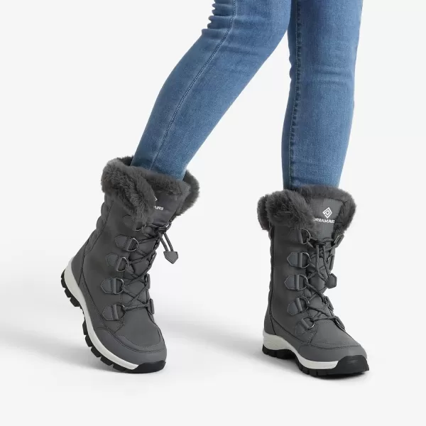 imageDREAM PAIRS Womens Waterproof Winter Snow Boots Warm Comfortable Faux Fur Insulated NonSlip Outdoor LaceUp Mid Calf BootiesDarkGrey
