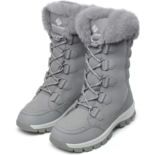 imageDREAM PAIRS Womens Waterproof Winter Snow Boots Warm Comfortable Faux Fur Insulated NonSlip Outdoor LaceUp Mid Calf BootiesLightGrey