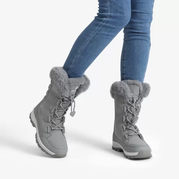 imageDREAM PAIRS Womens Waterproof Winter Snow Boots Warm Comfortable Faux Fur Insulated NonSlip Outdoor LaceUp Mid Calf BootiesLightGrey