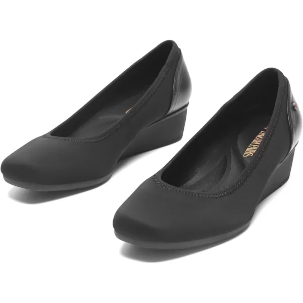 imageDREAM PAIRS Womens Wedge Low Heels Square Close Block Toe Dress Comfortable Wedding Bride Office Pumps ShoesBlacklycra