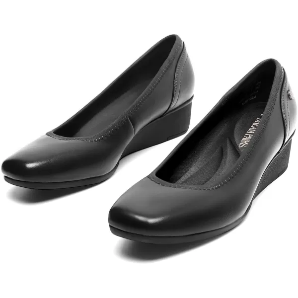 imageDREAM PAIRS Womens Wedge Low Heels Square Close Block Toe Dress Comfortable Wedding Bride Office Pumps ShoesBlackpu