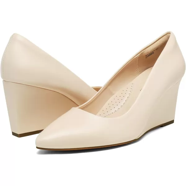 imageDREAM PAIRS Womens Wedges Closed Toe High Heels Dress Wedding Bride Pointed Toe Pumps ShoesNude