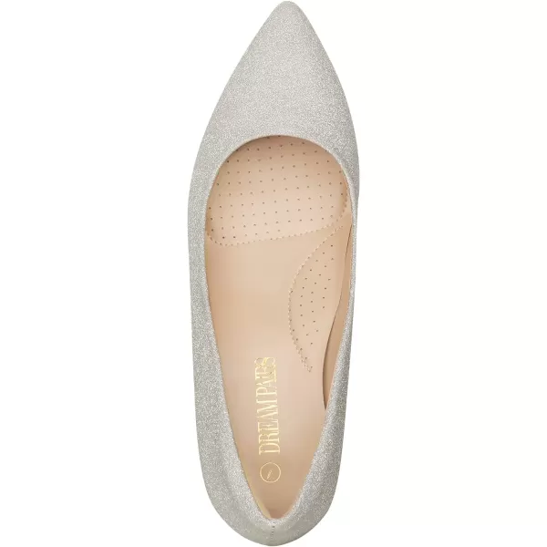 imageDREAM PAIRS Womens Wedges Closed Toe High Heels Dress Wedding Bride Pointed Toe Pumps ShoesSilver
