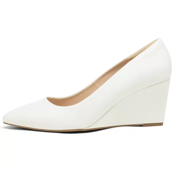 imageDREAM PAIRS Womens Wedges Closed Toe High Heels Dress Wedding Bride Pointed Toe Pumps ShoesWhite