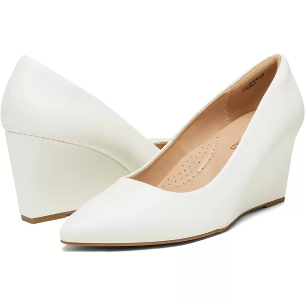 imageDREAM PAIRS Womens Wedges Closed Toe High Heels Dress Wedding Bride Pointed Toe Pumps ShoesWhite