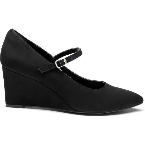 imageDREAM PAIRS Womens Wedges Closed Toe Mary Jane High Heels Dress Work Pointed Toe Wedding Bride Office Pumps ShoesBlacksuede