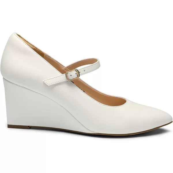 imageDREAM PAIRS Womens Wedges Closed Toe Mary Jane High Heels Dress Work Pointed Toe Wedding Bride Office Pumps ShoesWhitepu