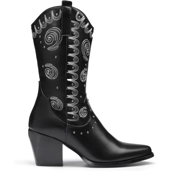 imageDREAM PAIRS Womens Western Cowboy boots Mid Calf Cowgirl boot PullonBlack