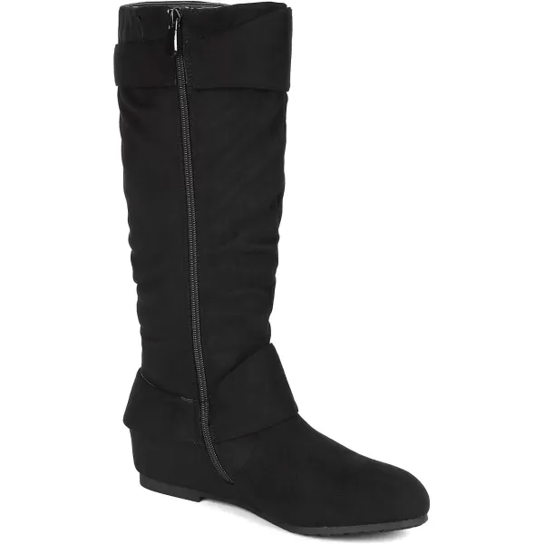 imageDREAM PAIRS Womens Wide Calf Knee High Boots Furlined Low Hidden Wedge BootsBlack SuedeWide Calf