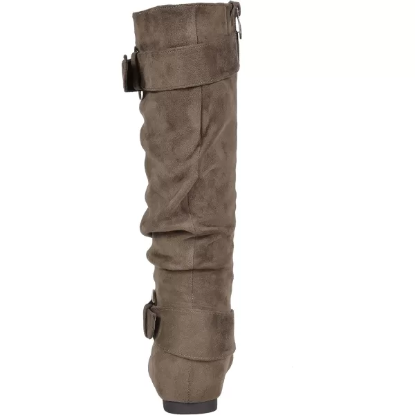 imageDREAM PAIRS Womens Wide Calf Knee High Boots Furlined Low Hidden Wedge BootsTaupe SuedeWide Calf