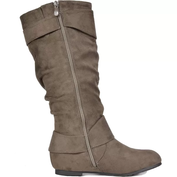 imageDREAM PAIRS Womens Wide Calf Knee High Boots Furlined Low Hidden Wedge BootsTaupe SuedeWide Calf