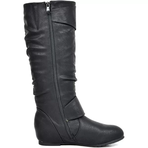 imageDREAM PAIRS Womens Wide Calf Knee High Boots Furlined Low Hidden Wedge BootsUrablackwidecalf