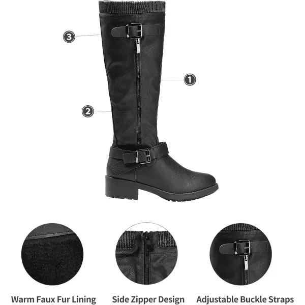 imageDREAM PAIRS Womens Wide Calf Knee High Boots Low Stacked Heel Riding BootsBlackwidet