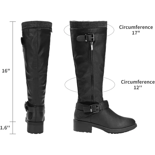 imageDREAM PAIRS Womens Wide Calf Knee High Boots Low Stacked Heel Riding BootsBlackwidet
