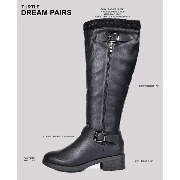 imageDREAM PAIRS Womens Wide Calf Knee High Boots Low Stacked Heel Riding BootsBlackwidet