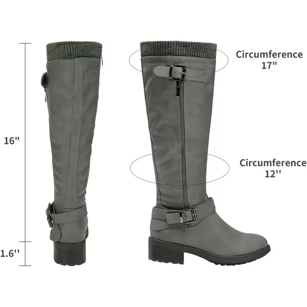 imageDREAM PAIRS Womens Wide Calf Knee High Boots Low Stacked Heel Riding BootsGrey Puwidecalf