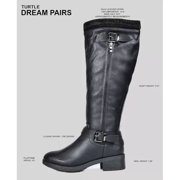 imageDREAM PAIRS Womens Wide Calf Knee High Boots Low Stacked Heel Riding BootsKhaki Puwidecalf