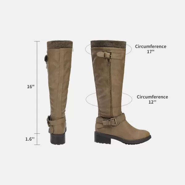 imageDREAM PAIRS Womens Wide Calf Knee High Boots Low Stacked Heel Riding BootsKhakiwidet