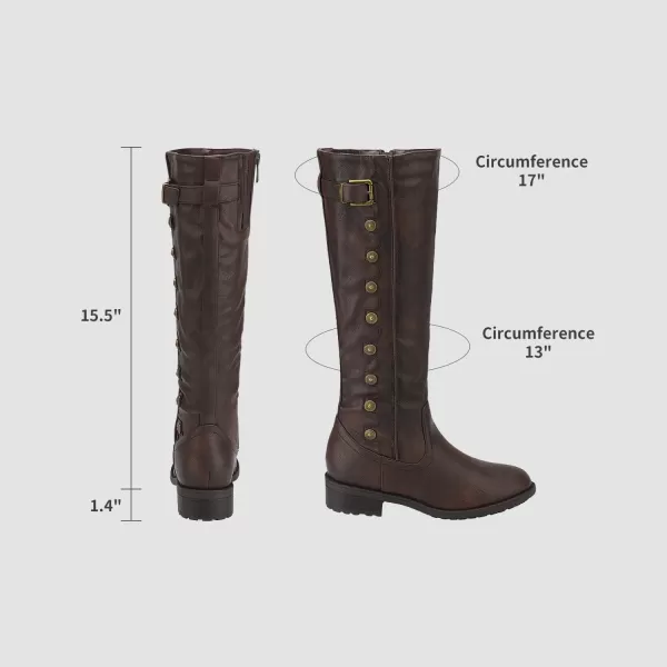 imageDREAM PAIRS Womens Wide Calf Knee High Boots Low Stacked Heel Riding BootsUtahwArmybrownwidecalf