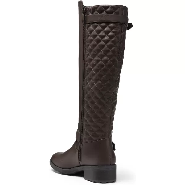 imageDREAM PAIRS Womens Wide Calf Knee High Boots Low Stacked Heel Riding BootsUtahwBrown