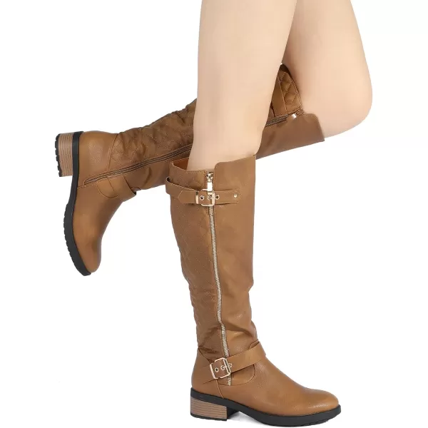 imageDREAM PAIRS Womens Wide Calf Knee High Boots Low Stacked Heel Riding BootsUtahwCamelwidecalf