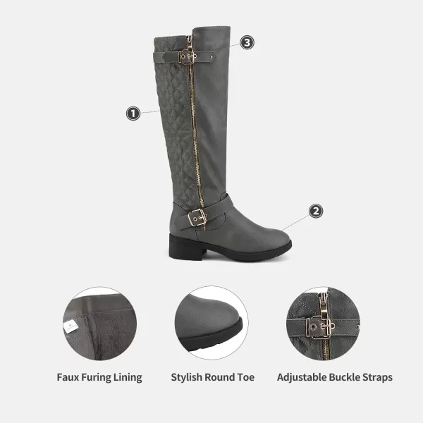 imageDREAM PAIRS Womens Wide Calf Knee High Boots Low Stacked Heel Riding BootsUtahwGreywideu