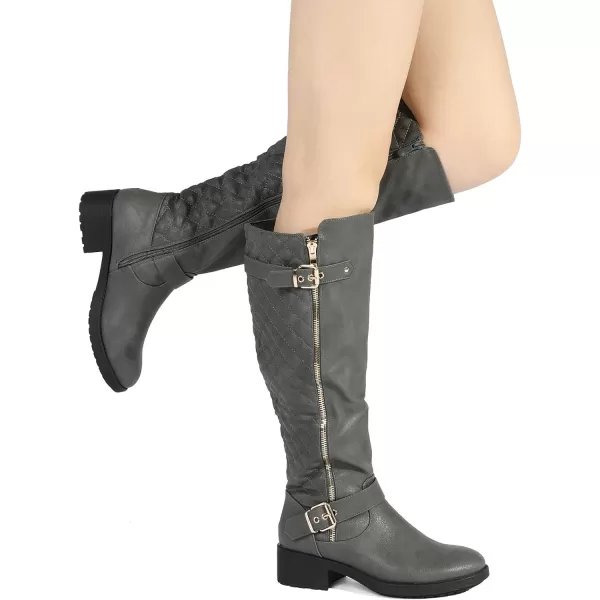 imageDREAM PAIRS Womens Wide Calf Knee High Boots Low Stacked Heel Riding BootsUtahwGreywideu