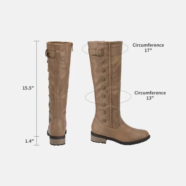 imageDREAM PAIRS Womens Wide Calf Knee High Boots Low Stacked Heel Riding BootsUtahwKhakiarmy
