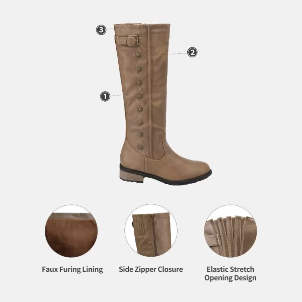 imageDREAM PAIRS Womens Wide Calf Knee High Boots Low Stacked Heel Riding BootsUtahwKhakiarmy