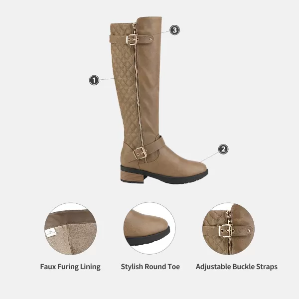 imageDREAM PAIRS Womens Wide Calf Knee High Boots Low Stacked Heel Riding BootsUtahwKhakiwideu