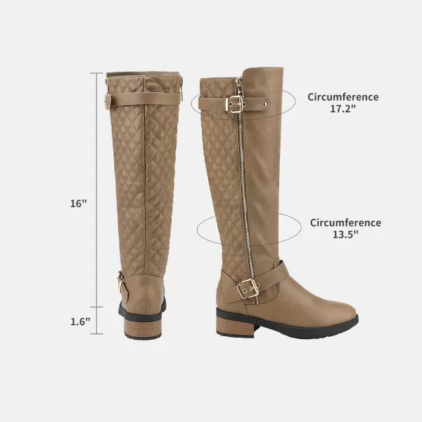 imageDREAM PAIRS Womens Wide Calf Knee High Boots Low Stacked Heel Riding BootsUtahwKhakiwideu