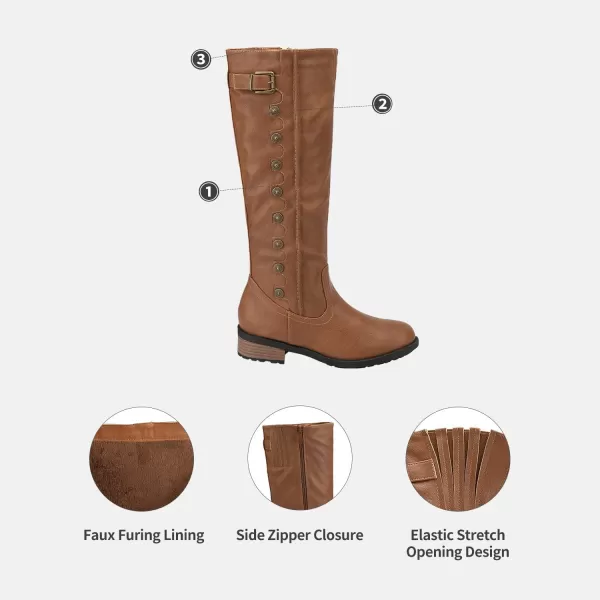 imageDREAM PAIRS Womens Wide Calf Knee High Boots Low Stacked Heel Riding BootsUtahwWideCalfCamelwidea