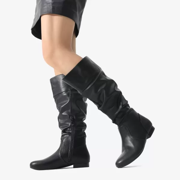 imageDREAM PAIRS Womens Wide Calf Knee High Pull On Fall Weather Winter BootsBlack Puwide Calf