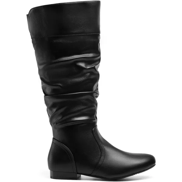 imageDREAM PAIRS Womens Wide Calf Knee High Pull On Fall Weather Winter BootsBlack Puwide Calf