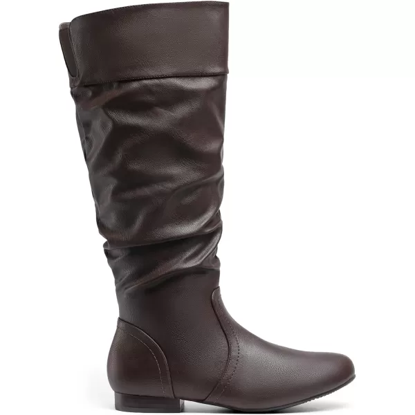 imageDREAM PAIRS Womens Wide Calf Knee High Pull On Fall Weather Winter BootsBrownwide Calf
