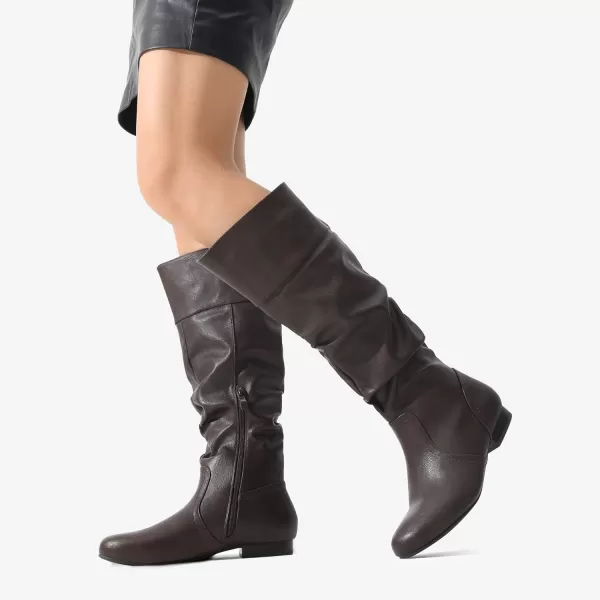 imageDREAM PAIRS Womens Wide Calf Knee High Pull On Fall Weather Winter BootsBrownwide Calf