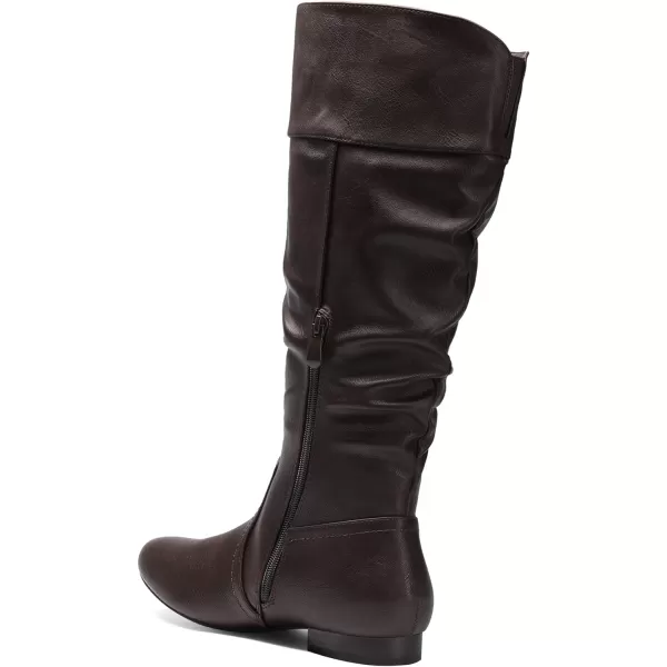 imageDREAM PAIRS Womens Wide Calf Knee High Pull On Fall Weather Winter BootsBrownwide Calf