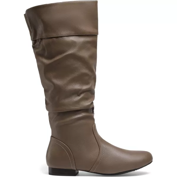 imageDREAM PAIRS Womens Wide Calf Knee High Pull On Fall Weather Winter BootsKhakiwide Calf