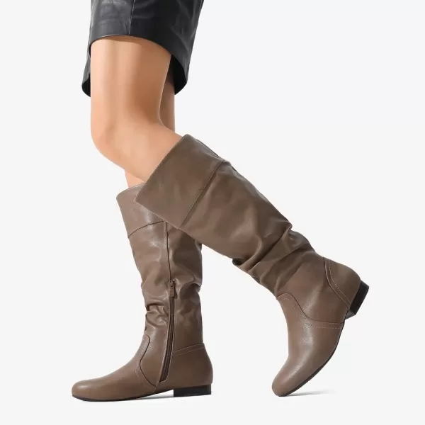 imageDREAM PAIRS Womens Wide Calf Knee High Pull On Fall Weather Winter BootsKhakiwide Calf