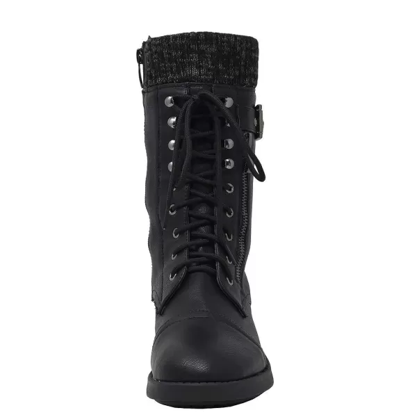 imageDREAM PAIRS Womens Winter Lace up Mid Calf Combat Riding Military BootsAmazonblack