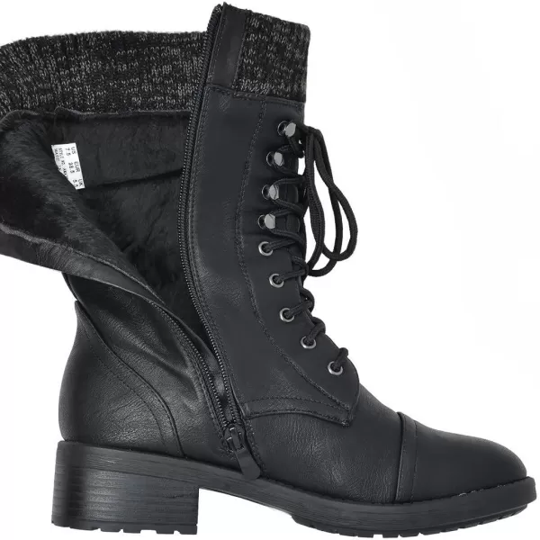 imageDREAM PAIRS Womens Winter Lace up Mid Calf Combat Riding Military BootsAmazonblack