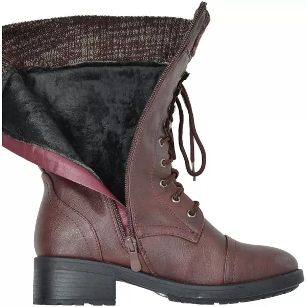 imageDREAM PAIRS Womens Winter Lace up Mid Calf Combat Riding Military BootsAmazonburgundy