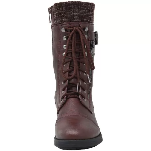 imageDREAM PAIRS Womens Winter Lace up Mid Calf Combat Riding Military BootsAmazonburgundy