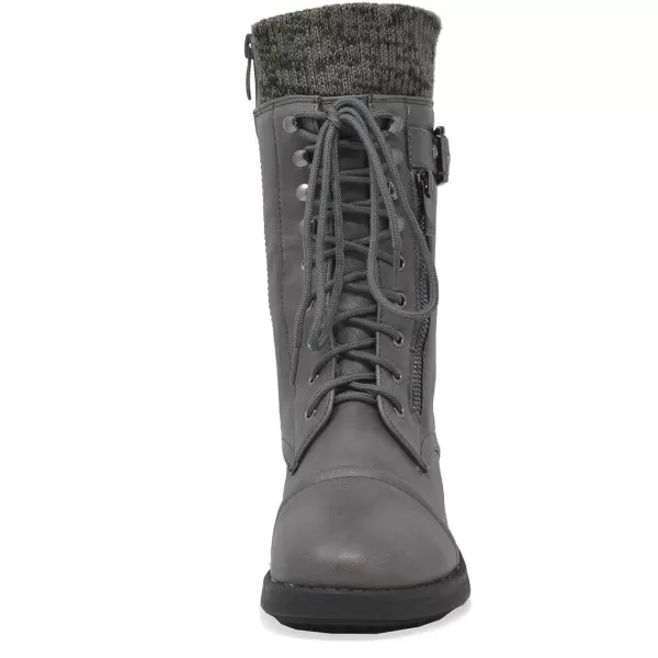 imageDREAM PAIRS Womens Winter Lace up Mid Calf Combat Riding Military BootsAmazongrey