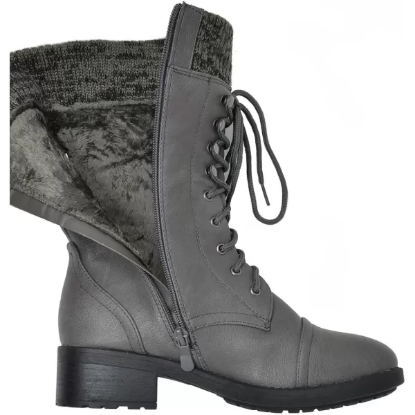 imageDREAM PAIRS Womens Winter Lace up Mid Calf Combat Riding Military BootsAmazongrey