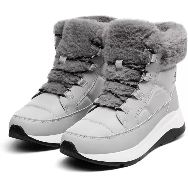imageDREAM PAIRS Womens Winter Snow Boots Faux Fur Waterproof Ankle Booties Ladies Comfortable Short Boots OutdoorGrey