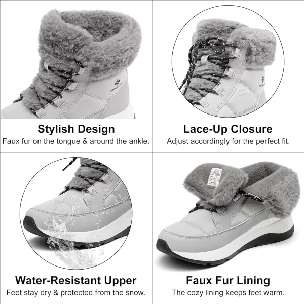 imageDREAM PAIRS Womens Winter Snow Boots Faux Fur Waterproof Ankle Booties Ladies Comfortable Short Boots OutdoorGrey