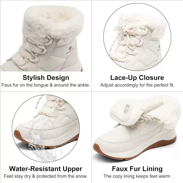 imageDREAM PAIRS Womens Winter Snow Boots Faux Fur Waterproof Ankle Booties Ladies Comfortable Short Boots OutdoorOffwhite