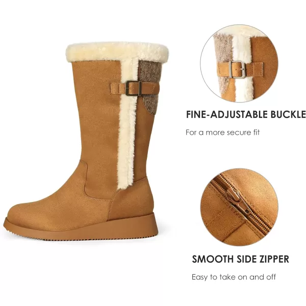 imageDREAM PAIRS Womens Winter Snow Boots MidCalf Fashion Furry Warm Tall BootCamel